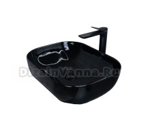 Накладная раковина GID Geometrico BL1302 50 глянцевая черная, прямоугольная, фаянс