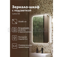 Зеркало-шкаф Alavann Lana 55х80 см, с подсветкой