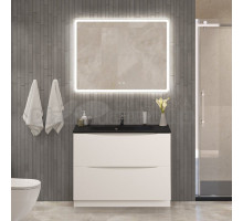 Мебель для ванной комнаты BelBagno Marino 100 напольная, bianco lucido, черная раковина