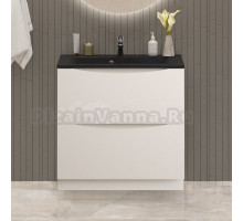 Тумба с раковиной BelBagno Marino 80 напольная, bianco lucido, черная раковина