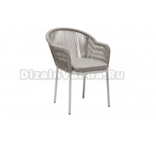 Садовый стул 4SiS Лион каркас светло-серый (RAL7035) муар, роуп серый меланж, ткань светло-серая