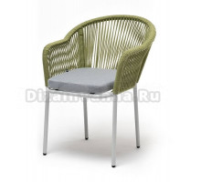 Садовый стул 4SiS Лион каркас светло-серый (RAL7035) муар, роуп салатовый меланж, ткань светло-серая