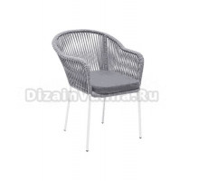 Садовый стул 4SiS Лион каркас белый муар, роуп светло-серый, ткань светло-серая
