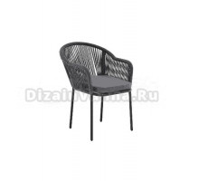 Садовый стул 4SiS Лион каркас серый (RAL7022) муар, роуп серый, ткань серая 017