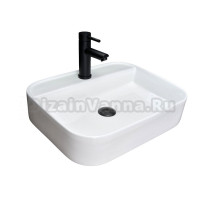 Накладная раковина GID Geometrico N9550 50 глянцевая белая, прямоугольная, фаянс, с 1 отверстием под смеситель