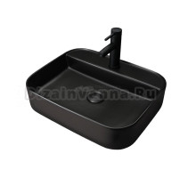 Накладная раковина GID Geometrico Bm9550 50 матовая черная, прямоугольная, фаянс, с 1 отверстием под смеситель