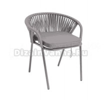 Садовый стул 4SiS Женева каркас темно-серый (RAL7024) муар, роуп серый, ткань серая 017