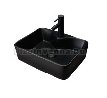 Накладная раковина GID Geometrico Bm9091 48 матовая черная, прямоугольная, фаянс, с 1 отверстием под смеситель