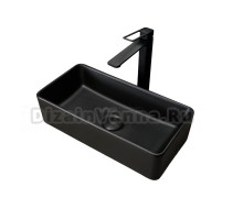 Накладная раковина GID Geometrico Bm1104 46 матовая черная, прямоугольная, фаянс