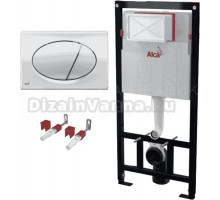 Инсталляция с кнопкой AlcaPlast AM101/1120-3:1 M71-VE-01 цвет хром, крепление к полу и стене