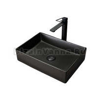 Накладная раковина GID Geometrico Bm1204 45 матовая черная, прямоугольная, фаянс