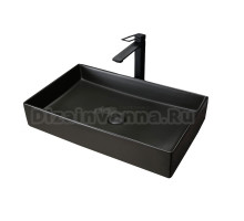 Накладная раковина GID Geometrico Bm9496 61 матовая черная, прямоугольная, фаянс