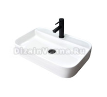 Накладная раковина GID Geometrico N9660 60 глянцевая белая, прямоугольная, фаянс, с 1 отверстием под смеситель