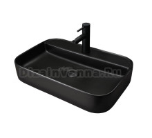 Накладная раковина GID Geometrico Bm9660 60 матовая черная, прямоугольная, фаянс, с 1 отверстием под смеситель