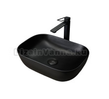 Накладная раковина GID Geometrico Bm1333 46 матовая черная, прямоугольная, фаянс