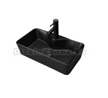 Накладная раковина GID Geometrico Bm9092 55 матовая черная, прямоугольная, фаянс, с 1 отверстием под смеситель