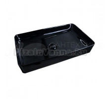 Накладная раковина GID Geometrico BL9396 60 глянцевая черная, прямоугольная, фаянс