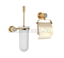 Набор Держатель Boheme Royal Cristal Cold с крышкой + Ершик Gold подвесной