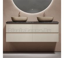 Тумба с раковиной Sancos Snob R 140 beige soft, столешница черный мрамор TT140A1X, раковина CN6009MC