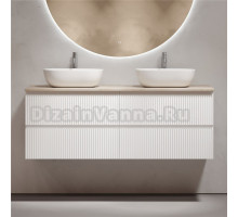 Тумба с раковиной Sancos Snob R 140 bianco, столешница бежевая TT140A2X, раковина CN6009