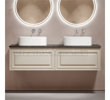 Тумба с раковиной Sancos Very 160 beige soft, столешница черный мрамор TT160A1, раковина CN6052
