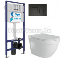 Комплект 3 в 1 Унитаз подвесной Teymi Vitra Pro T40806 + Инсталляция Aina 1220067 + Кнопка Kati T70702BM цвет матовый черный