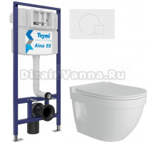 Комплект 3 в 1 Унитаз подвесной Teymi Vitra Pro T40806 + Инсталляция Aina 1220067 + Кнопка Ellie T70024WM цвет матовый белый