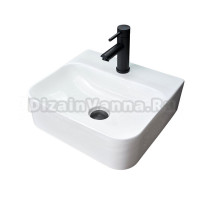 Накладная раковина GID Geometrico N9257 43 глянцевая белая, прямоугольная, фаянс, с 1 отверстием под смеситель