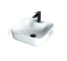 Накладная раковина GID Geometrico N9443 41 глянцевая белая, квадратная, фаянс, с 1 отверстием под смеситель