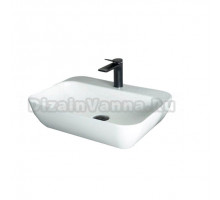 Накладная раковина GID Geometrico N9047 55 глянцевая белая, прямоугольная, фаянс, с 1 отверстием под смеситель