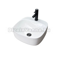 Накладная раковина GID Geometrico N9284 42 глянцевая белая, квадратная, фаянс, с 1 отверстием под смеситель