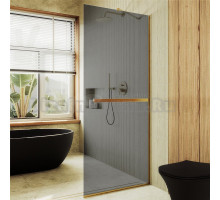 Душевая перегородка Maybahglass MGD-717-3у 119 см, профиль золото, стекло графит