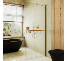 Душевая перегородка Maybahglass MGD-714-3ш 119 см, профиль золото, стекло прозрачное