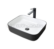 Накладная раковина GID Geometrico Nc366 50 глянцевая белая, матовая черная, прямоугольная, фаянс