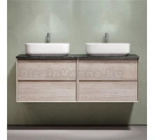 Тумба с раковиной Sancos Marmi 2.0 140 дуб галифакс натуральный, столешница черный мрамор TT140A1X, раковина CN5043