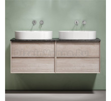 Тумба с раковиной Sancos Marmi 2.0 140 дуб галифакс натуральный, столешница черный мрамор TT140A1, раковина CN6048