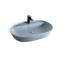 Накладная раковина GID Lago Gm1346 61 матовая серая, прямоугольная, фаянс, с 1 отверстием под смеситель