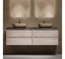 Тумба с раковиной Sancos Marmi 2.0 160 дуб галифакс натуральный, столешница черный мрамор TT160A1X, раковина CN6009MC