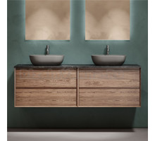 Тумба с раковиной Sancos Marmi 2.0 160 дуб чарльстон, столешница черный мрамор TT160A1X, раковина CN6009MH