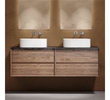 Тумба с раковиной Sancos Marmi 2.0 160 дуб чарльстон, столешница черный мрамор TT160A1, раковина CN6052