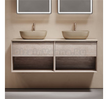 Тумба с раковиной Sancos Marmi 1.0 140 дуб галифакс натуральный, столешница бежевая TT140A2X, раковина CN6009MC