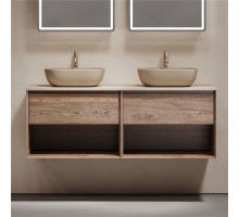 Тумба с раковиной Sancos Marmi 1.0 140 дуб чарльстон, столешница бежевая TT140A2X, раковина CN6009MC