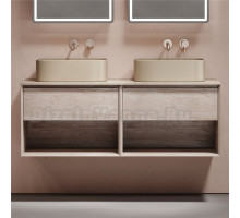 Тумба с раковиной Sancos Marmi 1.0 140 дуб галифакс натуральный, столешница бежевая TT140A2, раковина CN6052MC