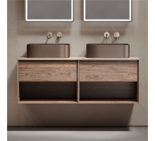 Тумба с раковиной Sancos Marmi 1.0 140 дуб чарльстон, столешница бежевая TT140A2, раковина CN6052MDB