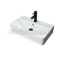 Накладная раковина GID Geometrico N1344 61 глянцевая белая, прямоугольная, фаянс, с 1 отверстием под смеситель