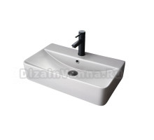 Накладная раковина GID Geometrico Gm1344 61 матовая серая, прямоугольная, фаянс, с 1 отверстием под смеситель