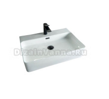 Накладная раковина GID Geometrico N9256 60 глянцевая белая, прямоугольная, фаянс, с 1 отверстием под смеситель