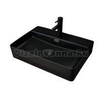 Накладная раковина GID Geometrico Bm9256 60 матовая черная, прямоугольная, фаянс, с 1 отверстием под смеситель