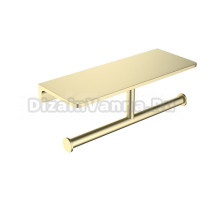 Держатель для туалетной бумаги Timo Selene 17045/17 двойной, с полкой для телефона, матовое золото