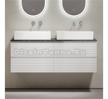 Тумба с раковиной Sancos Folk 140 bianco, столешница черный мрамор TT140A1, раковина CN6070